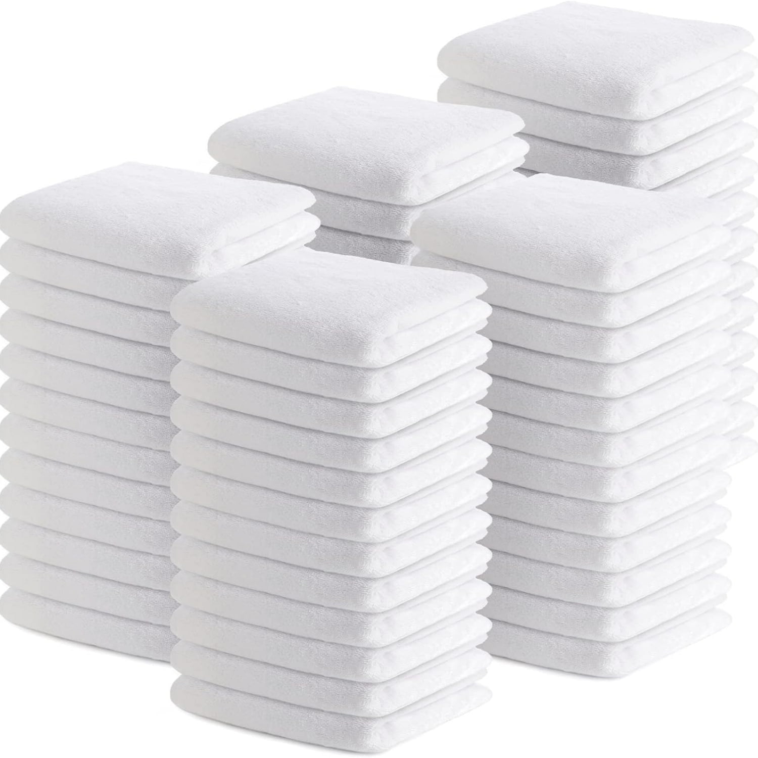 100 Pieces Wash Cloths Bulk Face Cloths Cotton Washcloths Set Hand Towels Absorbent for Bathroom Soft Cleaning Rags for Bath Body Spa Gym Kitchen Dish (12 x 12 Inches)