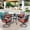 Black & Red, variant on SUMMIT LIVING 5-Piece Outdoor Patio Dining Set with 4 Cushioned Swivel Chairs & Round Table with Umbrella Hole, Black & Blue