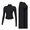 Black, variant on Women's Polka Dot Workout Outfit Set, Zip Up Stand Collar Jacket & High Waist Flared Pants 2 Piece Yoga Tracksuit