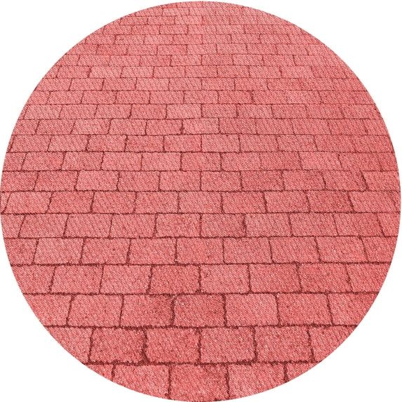 Ahgly Company Machine Washable Indoor Round Transitional Ruby Red Area Rugs, 6' Round