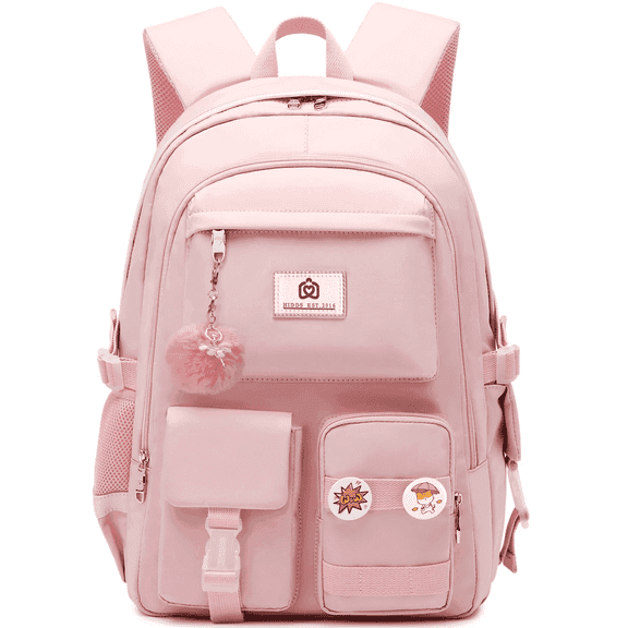 AO ALI VICTORY Laptop Backpack 15.6 inch College Backpack Large Schoolbag Anti Theft Travel Backpack Casual Daypack Schoolbag Teen Ladies (Pink)