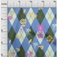 thumbnail image 2 of oneOone Cotton Poplin Medium Blue Fabric Check Argyle Floral Sewing Fabric By The Yard Printed Diy Clothing Sewing Supplies 42 Inch Wide, 2 of 5