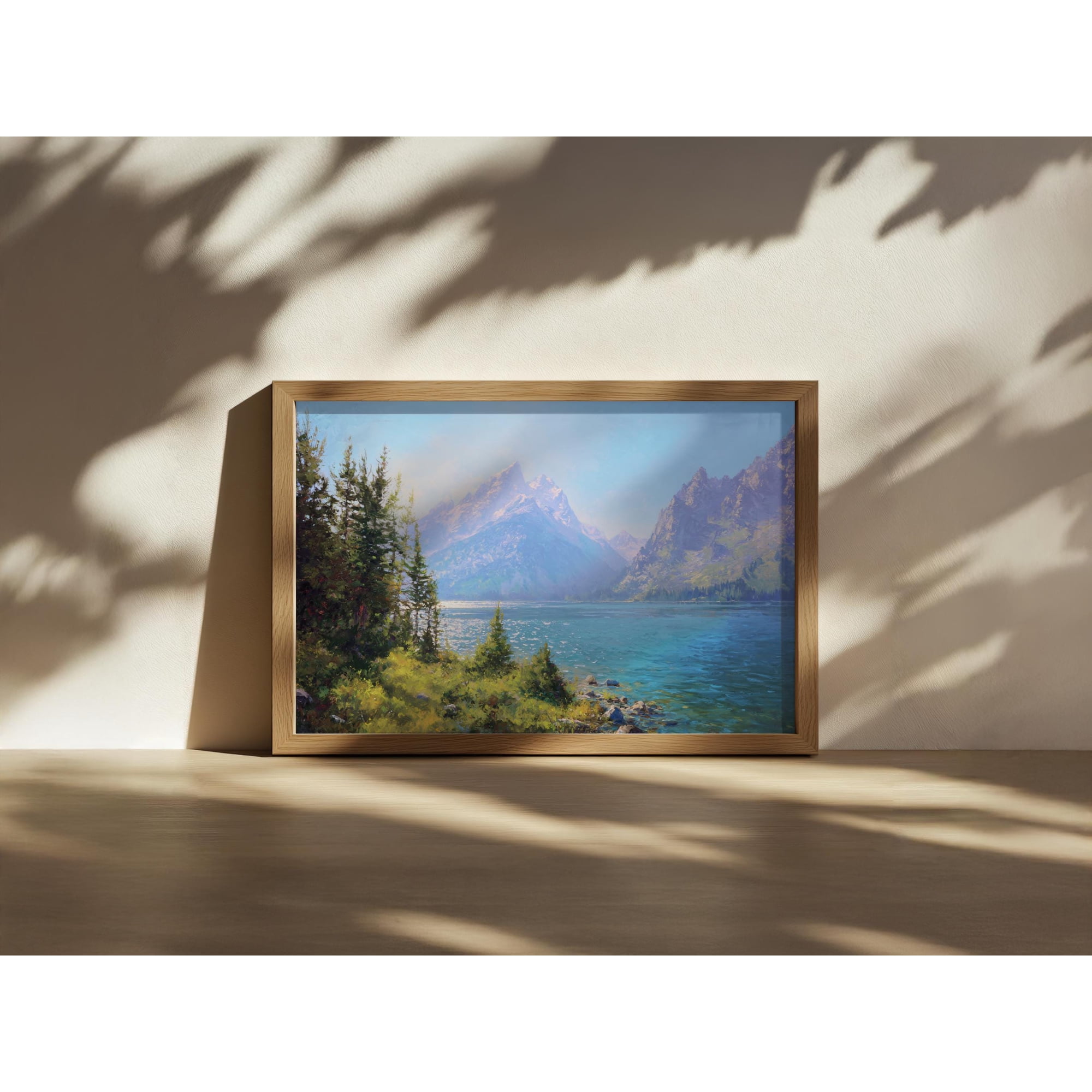 Jenny Lake Grand Teton National Park Wyoming Summer Range Lakeside Mountain Forest Nature Landscape Decorative Wall Art Poster , Poster Print Only