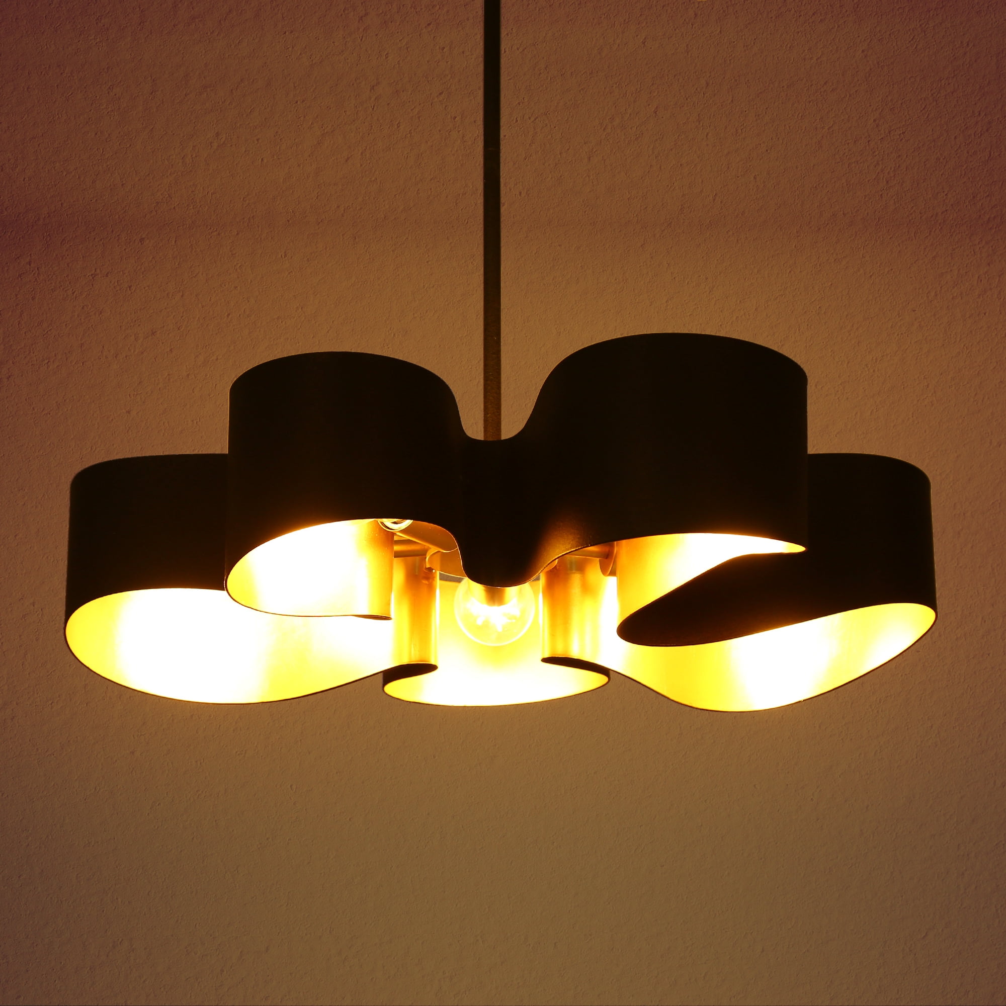 LNC Luckummin 5 -Light Matte Black Cage Metal Metal Chandelier