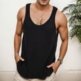 thumbnail image 2 of Telankuip See Through Sleeveless Knit Tank Tops for Men Casual Lightweight Breathable Workout Outdoor T Shirts Soft Comfy Solid Color Gym Muscle Tee 0-Black XXXL, 2 of 8
