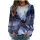 thumbnail image 1 of Camiseta suelta estampada a la moda para mujer, blusa de manga larga, cuello redondo, camisetas informales Pompotops  FGAJ7503, 1 of 4