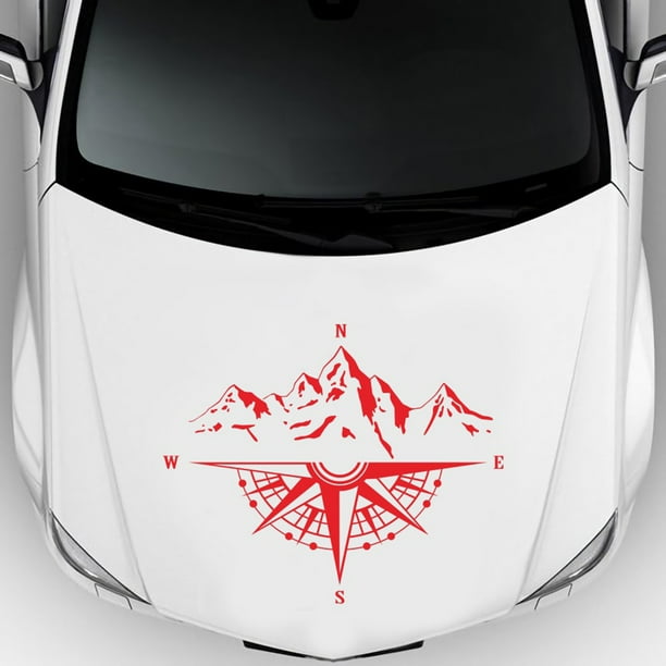 Boussole Montagne Autocollant Capot Voiture - Décalcomanie Tout-Terrain Graphique 65x35cm