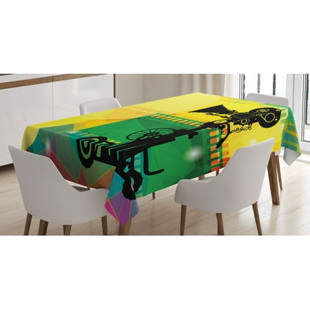 

Movie Theater Tablecloth Abstract and Vibrant Colored Composition with Strips Projection Silhouette Rectangular Table Cover for Dining Room Kitchen 60 X 90 Inches Multicolor by Ambesonne