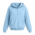 thumbnail image 6 of akafmk Girls Half Zip Hoodie Sweatshirt Long Sleeve Pullover Sweatshirts with Pocket Solid Color Casual Hooded Top Versatile Fall Clothes, Size 5-6 Years, 6 of 6