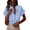 Blue, variant on Women's Gingham Ruffle Trim Blouse - V-Neck Short Sleeve Plaid Shirt, Cute Ruffled Collar Top for Casual & Office Wear