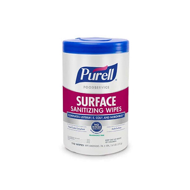 Toallitas desinfectantes para superficies Purell para servicio de alimentos, 110 unidades