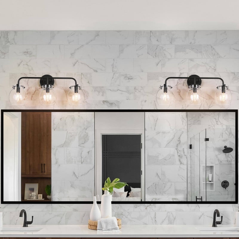 LNC 22-in 3-Light Matte Black LED Transitional Vanity Light Bar for Bathroom