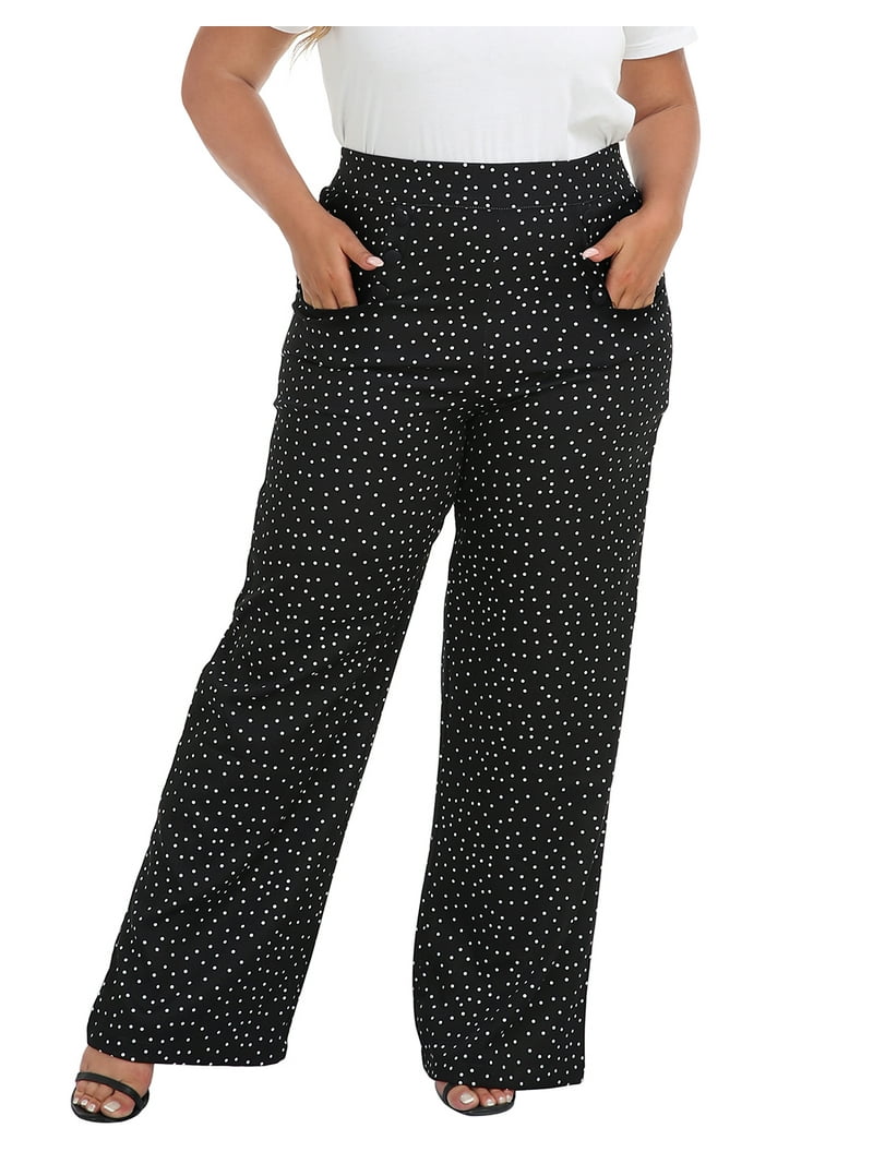 HDE Women's High Waisted Dressy Palazzo Pants, Wide Leg, Size 2X