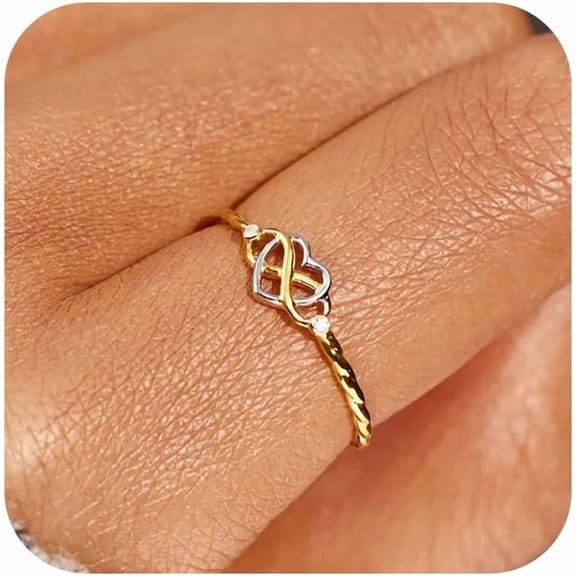 Sterling Silver Plated Heart Infinity Knot Rings for Women Mother Daughter Friendship Ring 14K Gold Plated CZ Promise Rings for Her Jewelry Birthday Graduation Gifts