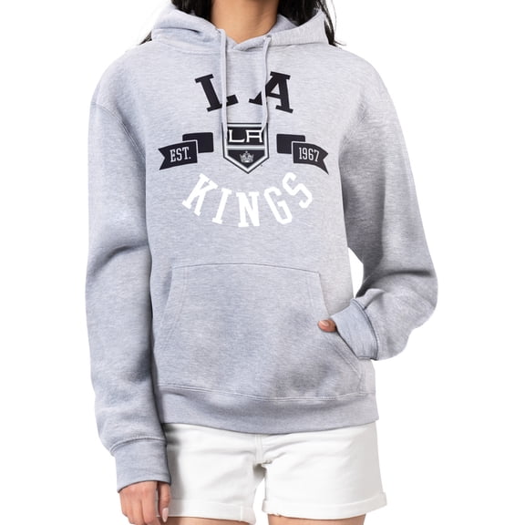 Women's G-III 4Her by Carl Banks Heather Gray Los Angeles Kings City Graphic Fleece Pullover Hoodie