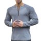 thumbnail image 1 of pstuiky Camisas de manga larga abrigadas para hombre, Camisa blusa de cuello redondo con cremallera de color liso para hombre top de hombre m, 1 of 4