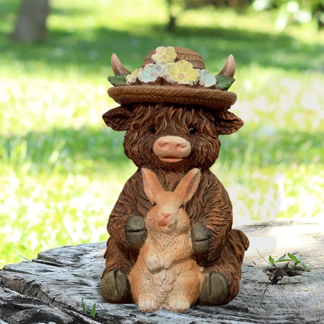 Figura de las Tierras de Pascua, decoración de granja, estatua de resina escocesa creativa, escultura para decoración del hogar, cocina