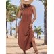thumbnail image 4 of Vestido de verano Zeagoo 2025 casual sin mangas, playa, rojo ladrillo, 4 of 6