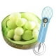 thumbnail image 1 of Juego de herramientas 5 en 1 para tallar frutas de acero inoxidable con sacabolas y rebanador de melón | Utensilios de cocina apilables para sandía, melón y ensalada de frutas | Mango de plástico, 1 of 7