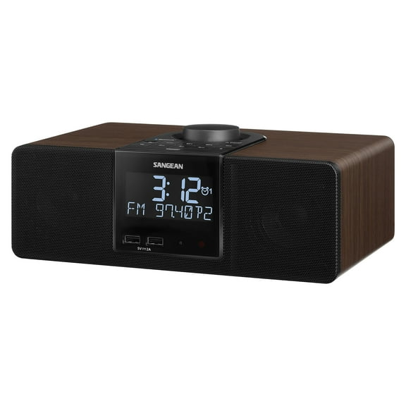 Sangean AM/FM Bluetooth Tabletop Wooden Clock Radio with Alarm and Sleep Timers, RCR-40PT