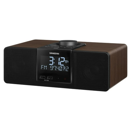 Sangean AM/FM Bluetooth Tabletop Wooden Clock Radio with Alarm and Sleep Timers, RCR-40PT