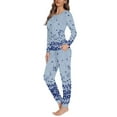 thumbnail image 2 of Renewold Women's Pajama Set Long Sleeve Sleepwear Ladies Soft Cozy Up Pjs Blue Flowers Butterflies Print Lounge Set Casual Outdoor Jogger Sweatpants Size M, 2 of 5
