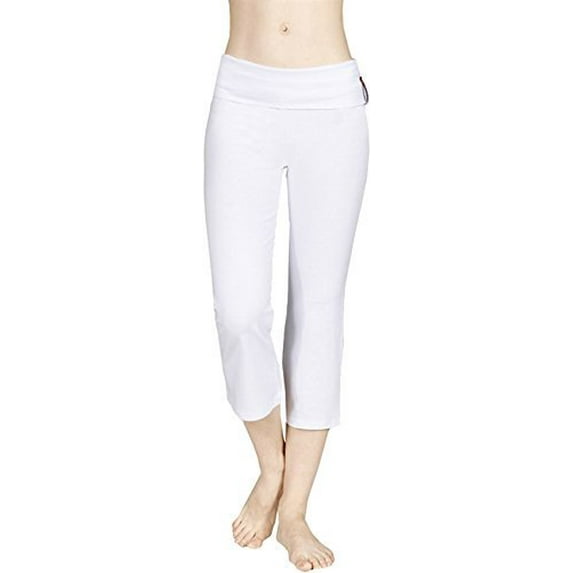 Capri Yoga Pants Fold Over Waist, 2X, White