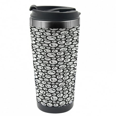 

Music Travel Mug Fun Notes Circular Hoops Steel Thermal Cup 16 oz by Ambesonne