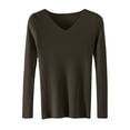 thumbnail image 3 of Otvok V Neck Ribbed Slim Fit Sweater for Women, Long Sleeve Solid Pullover, Stretchy Basic Layering Top for Autumn Winter, 3 of 7