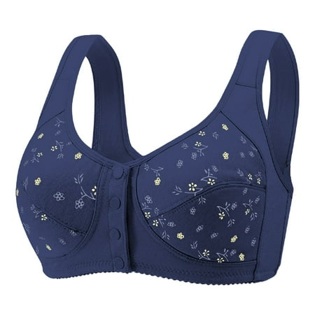 ASFGIMUJ Bras For Women Full Coverage Full Cup Print Thin Underwear Plus Size Front Button Wireless Sports Lace Bra Breast Cover Large Size Bras Comfort Bra