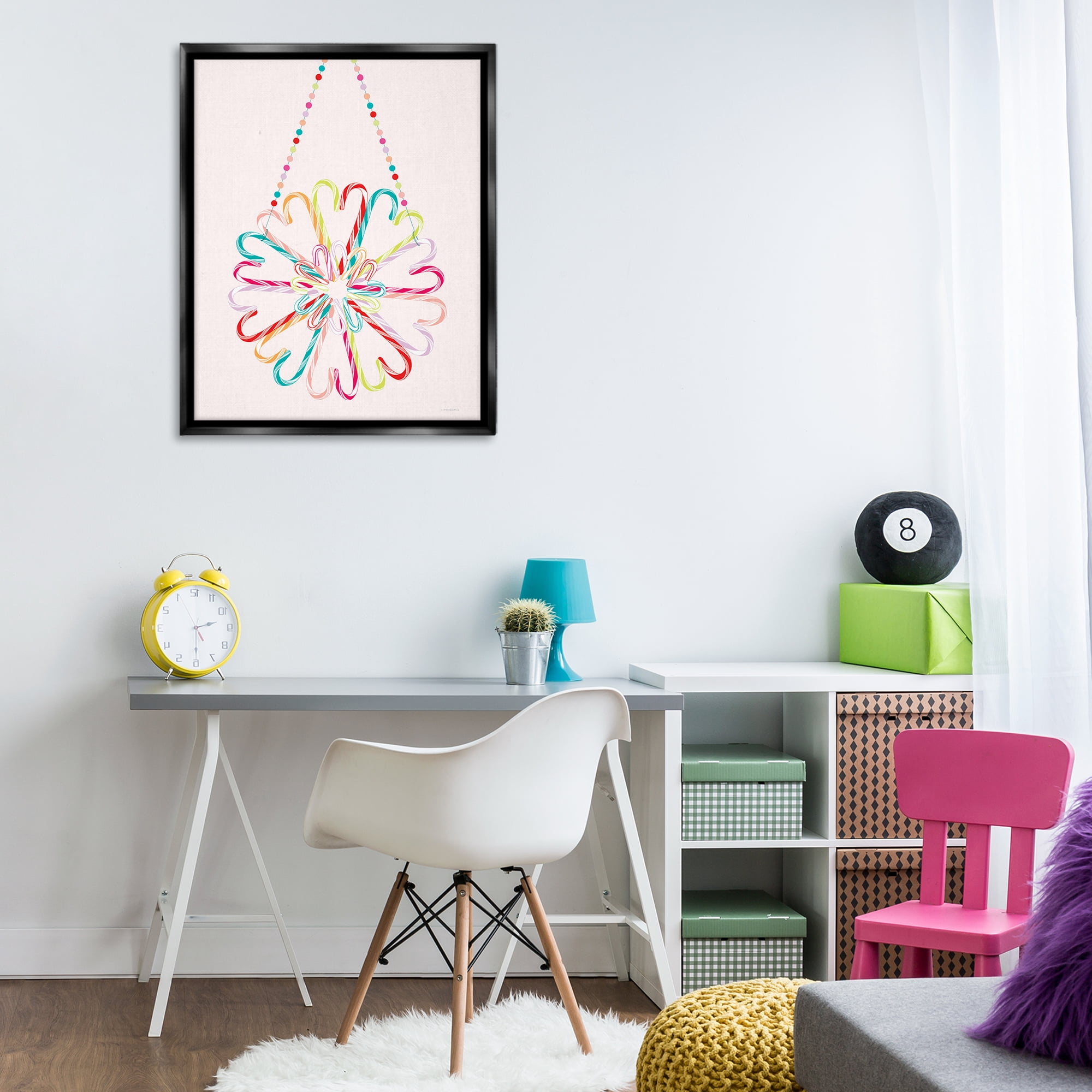 Stupell Industries Candy Cane Shapes Food & Beverage Painting Black Floater Framed Art Print Wall Art, 25 x 31