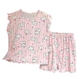 thumbnail image 4 of XZNPDUCQ 2-3 Years Summer Outfits for Girls Girls Summer 2PC Set Cute Cartoon Printed Short Sleeve Shorts Two Piece Pajamas Set, 4 of 4