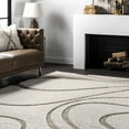 thumbnail image 3 of nuLOOM Krista Contemporary Swirls Shag Area Rug Beige/Brown 6' 7" x 9' Indoor, 3 of 5