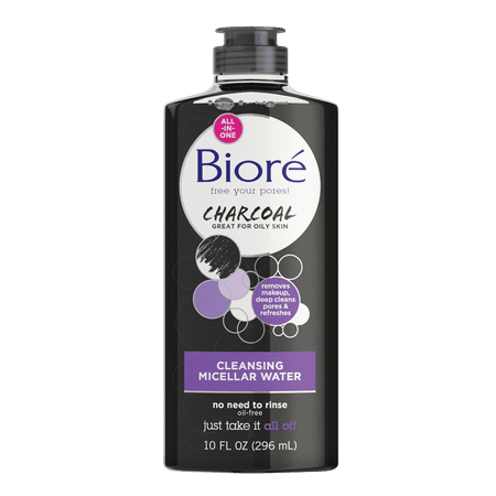 Biore Cleansing Micellar Water with Charcoal 10 fl (Best Facial Cleansing Routine For Oily Skin)