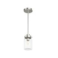 thumbnail image 2 of Hunter - Devon Park 1-light Brushed Nickel, Mini Pendant Light, Dimmable, Rustic Style, Cylinder Shaped, for Bedrooms, Dining, Living Rooms - 19009, 2 of 11