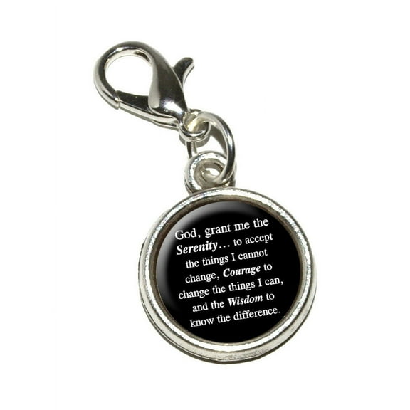 Serenity Prayer on Black Bracelet Charm
