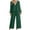 Green, variant on LEKWK Linen Sets for Women 2 Piece Long Sleeve V Neck Loose Fit Tops and High Waisted Wide Leg Pants Summer Fashion Beach Casual Resort Outfits