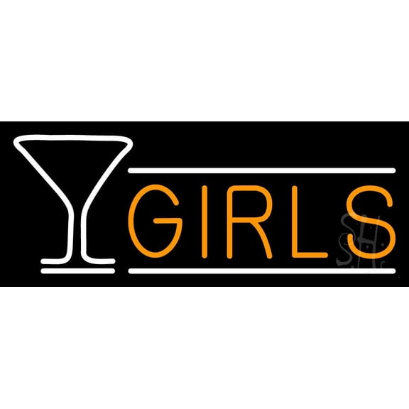 Martini Glass Girls 1 LED Neon Sign 13 x 32 - inches, Clear Edge Cut Acrylic Backing, with Dimmer - Bright and Premium built indoor LED Neon Sign for Bar decor.