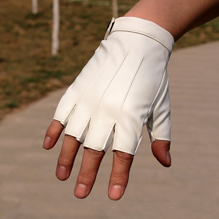 ZDWQFA Pair Fingerless Driving Gloves PU Faux Leather Outdoor