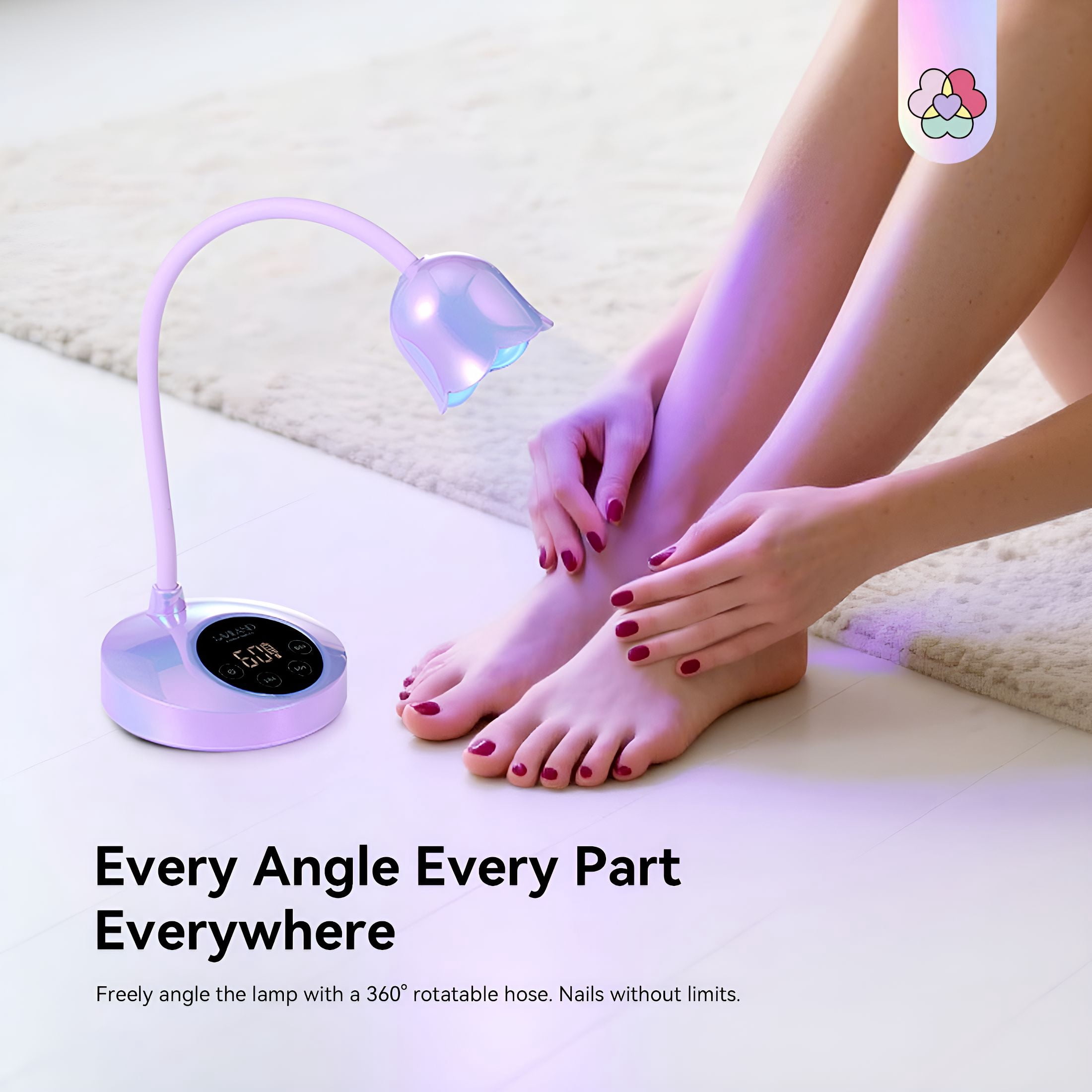HIBIBUD 8S Fast Curing Nail Lamp: Smart Sensing 360° Gooseneck Gel Nail Uv Light 30W Led Nail Lamp with 3 Timers And Auto Sensor for Salon Diy Use Mermaid Pinkish Purple