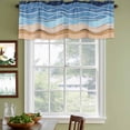 thumbnail image 3 of Blue Beige Ombre Curtain Valances for Windows, Kitchen Valance Window Treatments Panel 2 Pack, Moire Modern Geometric Aesthetics Rod Pocket Short Curtains for Bathroom Bedroom 60 x 18 Inch, 3 of 8