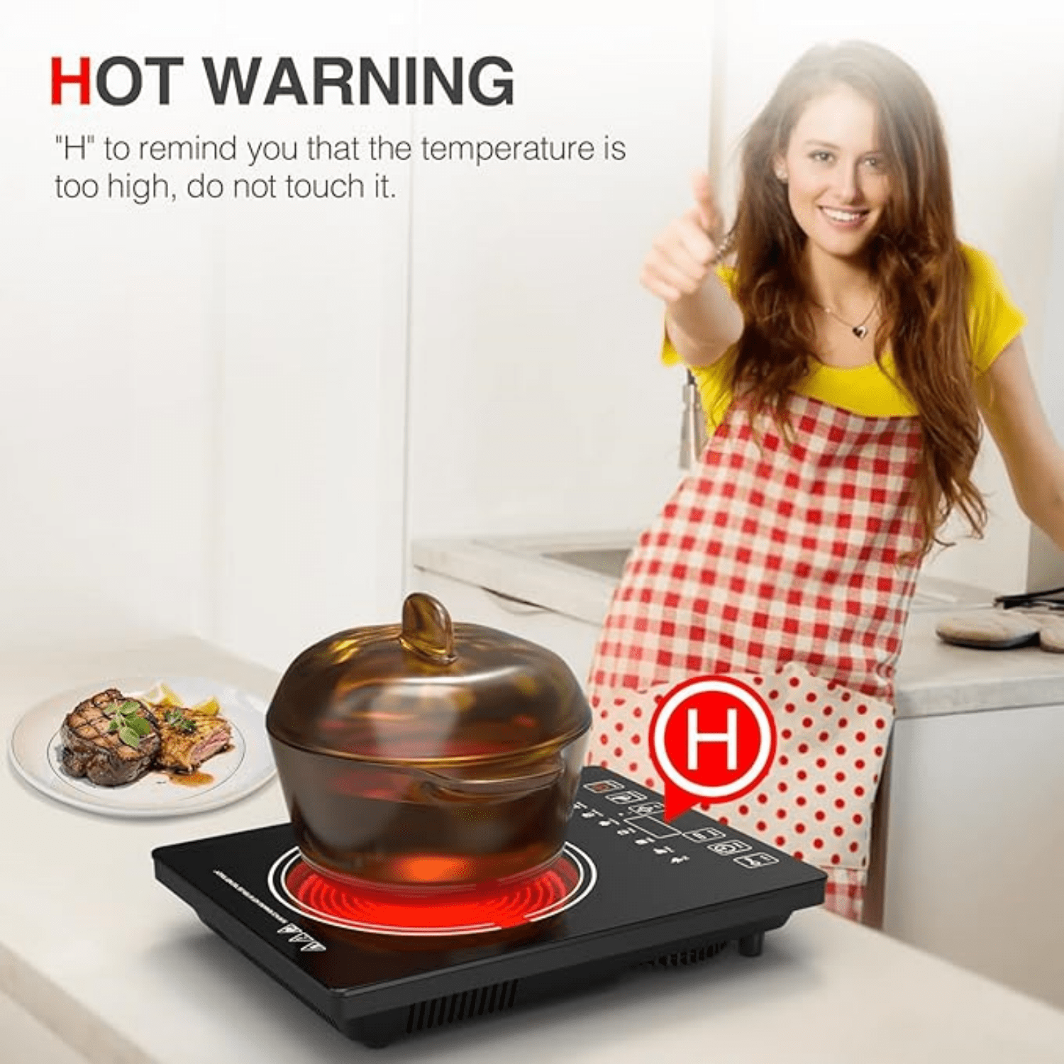 Portable Electric Cooktop 1800W Single Burner with LED Touch Screen 8 Power and 8 Temperature Levels Timer 110V-120V Hot Plate Black Bestseling