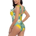 thumbnail image 4 of Disketp Lemons PrintWomen's Ruffled One Piece Swimsuit V Neck-Small, 4 of 8