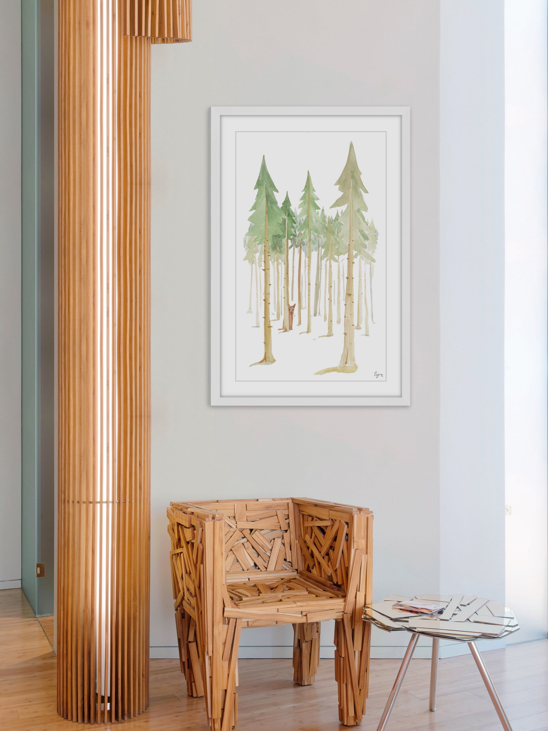 Cat in the Forest 24 in x 36 in Framed Painting Art Prints, by Marmont Hill