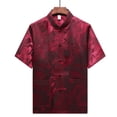 thumbnail image 1 of Men Chinese Traditional Shirt Plus Size Short Sleeve Cheongsam Top Outerwear, 1 of 11