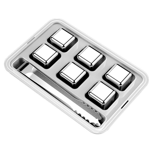 Kearding Cubitos de hielo de acero inoxidable con piedras refrigerantes para vino tinto con caja de almacenamiento, suministros para el hogar Type5 NO5