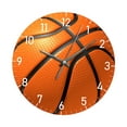 thumbnail image 1 of Reloj de pared de baloncesto con diseño decorativo de baloncesto, redondo, silencioso. Naranja 10 pulgadas, 1 of 9
