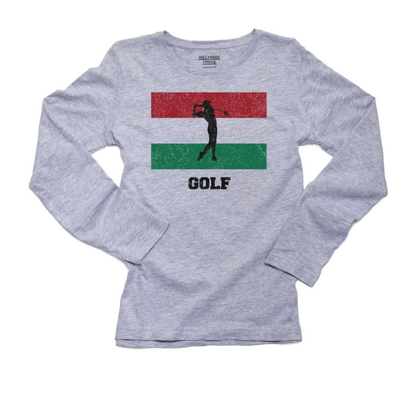 Hungary Olympic - Golf - Flag - Silhouette Women's Long Sleeve Grey T-Shirt