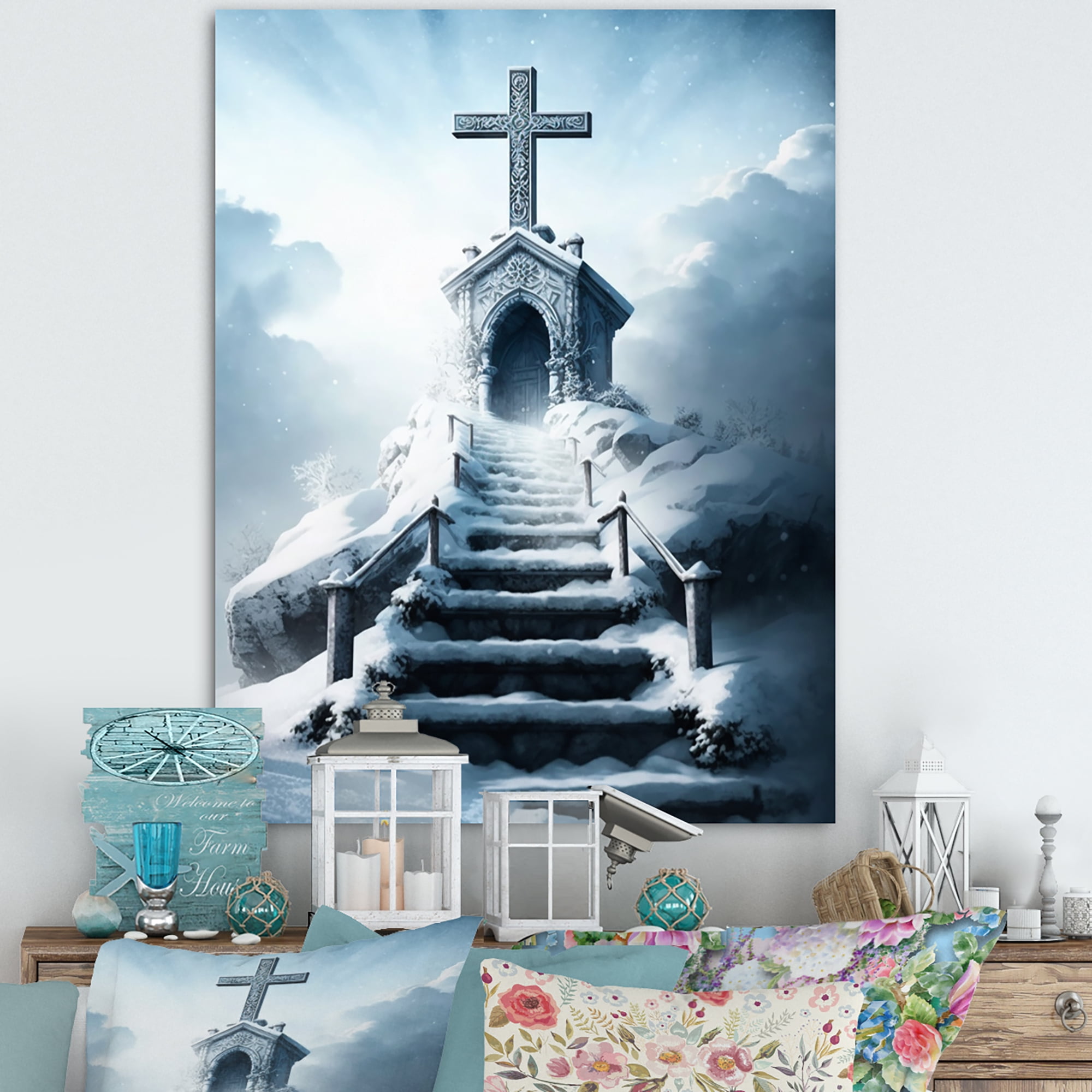Designart Stairway To Heaven In Winter II Canvas Wall Art