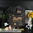 thumbnail image 5 of Hehanda Black Happy Birthday Gift Bag with Tissue Paper and Greeting Card for Birthday,Party,Happy Bithday Gift Bag for Men Women Birthday，13" Gift Bags Medium size(1-PCS Black, Happy Birthday), 5 of 6